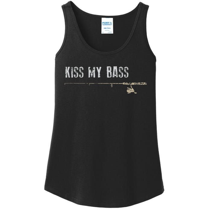 Fishing Kiss My Bass Fish FatherS Day Gift Ladies Essential Tank