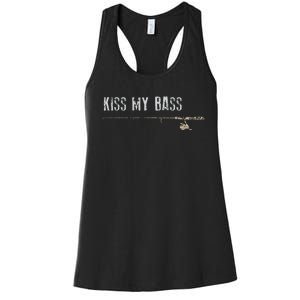 Fishing Kiss My Bass Fish FatherS Day Gift Women's Racerback Tank