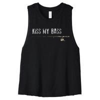 Fishing Kiss My Bass Fish FatherS Day Gift Women's Racerback Cropped Tank