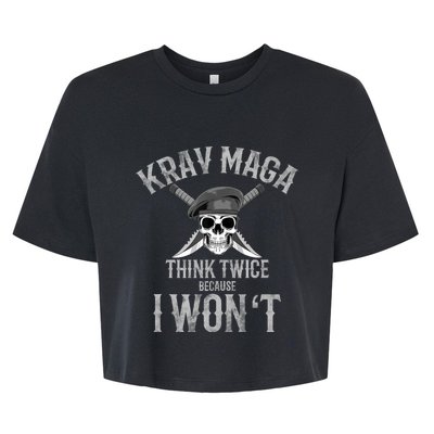 Funny Krav Maga Fighting Skull Bella+Canvas Jersey Crop Tee