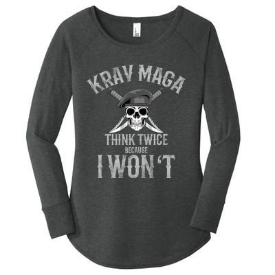 Funny Krav Maga Fighting Skull Women's Perfect Tri Tunic Long Sleeve Shirt