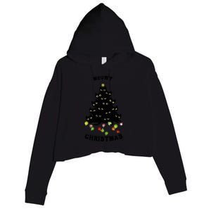 Funny Kitty Meowy Christmas Tree For Lovers Crop Fleece Hoodie