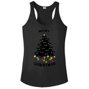 Funny Kitty Meowy Christmas Tree For Lovers Ladies PosiCharge Competitor Racerback Tank