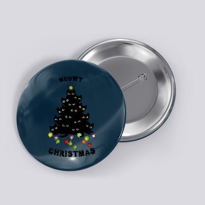 Funny Kitty Meowy Christmas Tree For Lovers Button