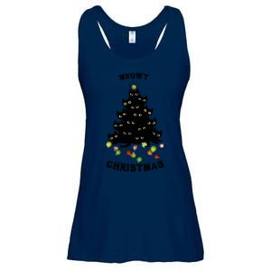 Funny Kitty Meowy Christmas Tree For Lovers Ladies Essential Flowy Tank