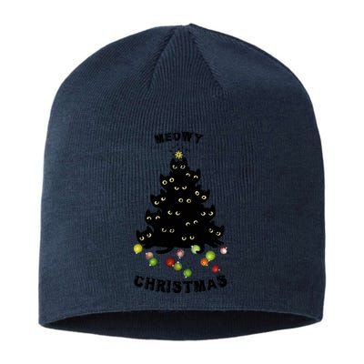 Funny Kitty Meowy Christmas Tree For Lovers Sustainable Beanie