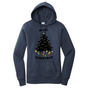 Funny Kitty Meowy Christmas Tree For Lovers Women's Pullover Hoodie