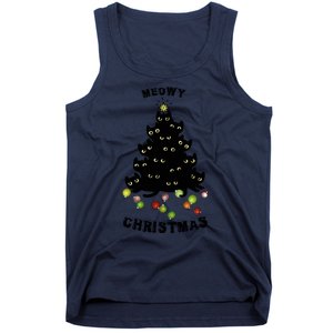 Funny Kitty Meowy Christmas Tree For Lovers Tank Top