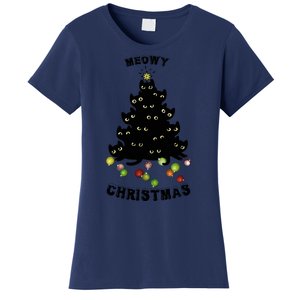 Funny Kitty Meowy Christmas Tree For Lovers Women's T-Shirt