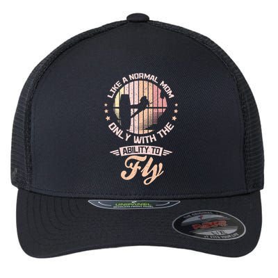 Flying Kitesurfing Mom Gift Flexfit Unipanel Trucker Cap