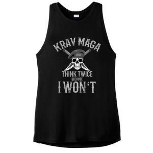 Funny Krav Maga Fighting Skull Ladies PosiCharge Tri-Blend Wicking Tank