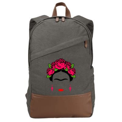 Frida Kahlo Mexico Artist Lover Flower Skull Cotton Canvas Backpack