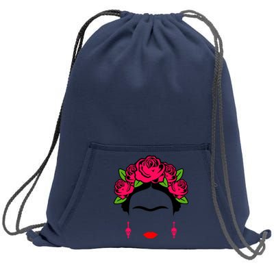 Frida Kahlo Mexico Artist Lover Flower Skull Sweatshirt Cinch Pack Bag