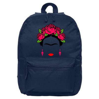 Frida Kahlo Mexico Artist Lover Flower Skull 16 in Basic Backpack