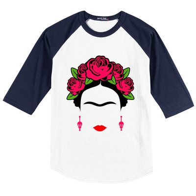 Frida Kahlo Mexico Artist Lover Flower Skull Baseball Sleeve Shirt