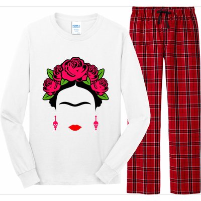 Frida Kahlo Mexico Artist Lover Flower Skull Long Sleeve Pajama Set