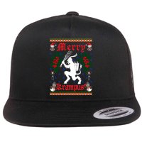 Funny Krampus Merry Krampus Ugly Christmas Gift Flat Bill Trucker Hat