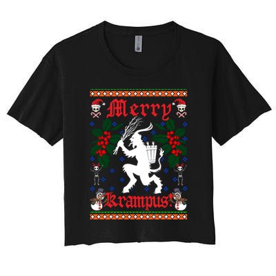Funny Krampus Merry Krampus Ugly Christmas Gift Women's Crop Top Tee