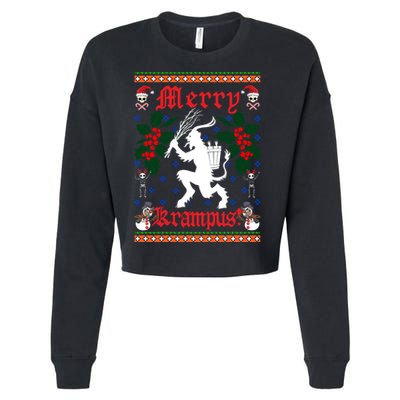Funny Krampus Merry Krampus Ugly Christmas Gift Cropped Pullover Crew