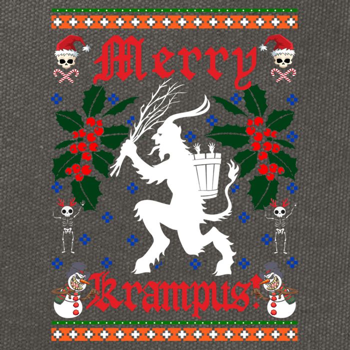 Funny Krampus Merry Krampus Ugly Christmas Gift Cotton Canvas Backpack