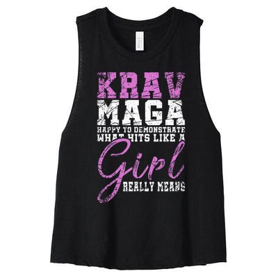 Funy Krav Maga Girl Gift Martial Arts Krav Maga Women's Racerback Cropped Tank