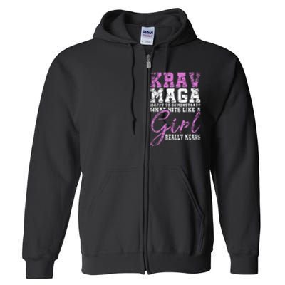 Funy Krav Maga Girl Gift Martial Arts Krav Maga Full Zip Hoodie