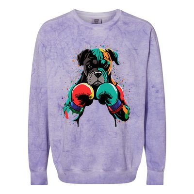 Funny Kickboxing Or Boxing Boxer Dog Colorblast Crewneck Sweatshirt