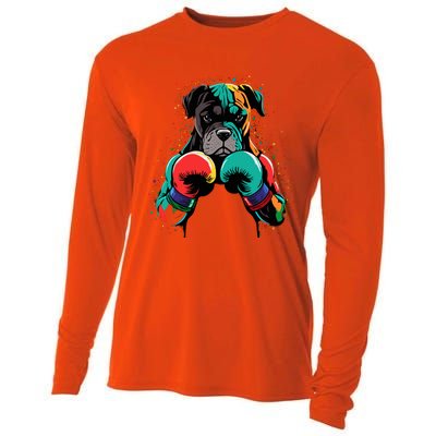 Funny Kickboxing Or Boxing Boxer Dog Cooling Performance Long Sleeve Crew