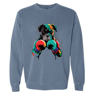 Funny Kickboxing Or Boxing Boxer Dog Garment-Dyed Sweatshirt