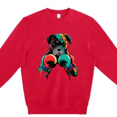 Funny Kickboxing Or Boxing Boxer Dog Premium Crewneck Sweatshirt