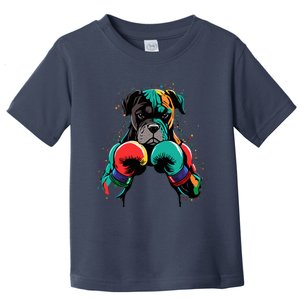 Funny Kickboxing Or Boxing Boxer Dog Toddler T-Shirt