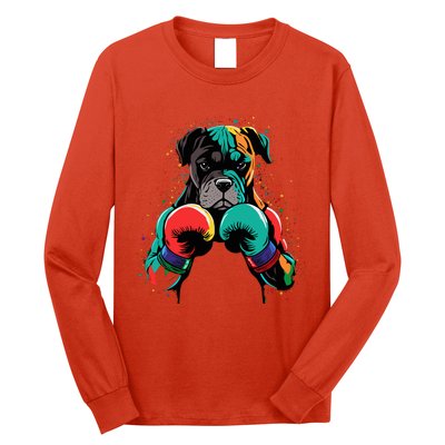 Funny Kickboxing Or Boxing Boxer Dog Long Sleeve Shirt