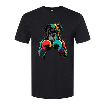 Funny Kickboxing Or Boxing Boxer Dog Softstyle CVC T-Shirt