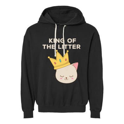 Funny King Of The Litter Funny Kitty Litter Cats Lovers Garment-Dyed Fleece Hoodie