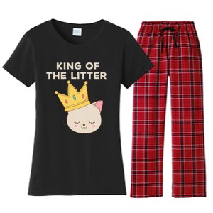 Funny King Of The Litter Funny Kitty Litter Cats Lovers Women's Flannel Pajama Set