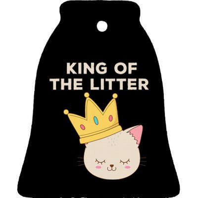 Funny King Of The Litter Funny Kitty Litter Cats Lovers Ceramic Bell Ornament