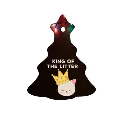 Funny King Of The Litter Funny Kitty Litter Cats Lovers Ceramic Tree Ornament