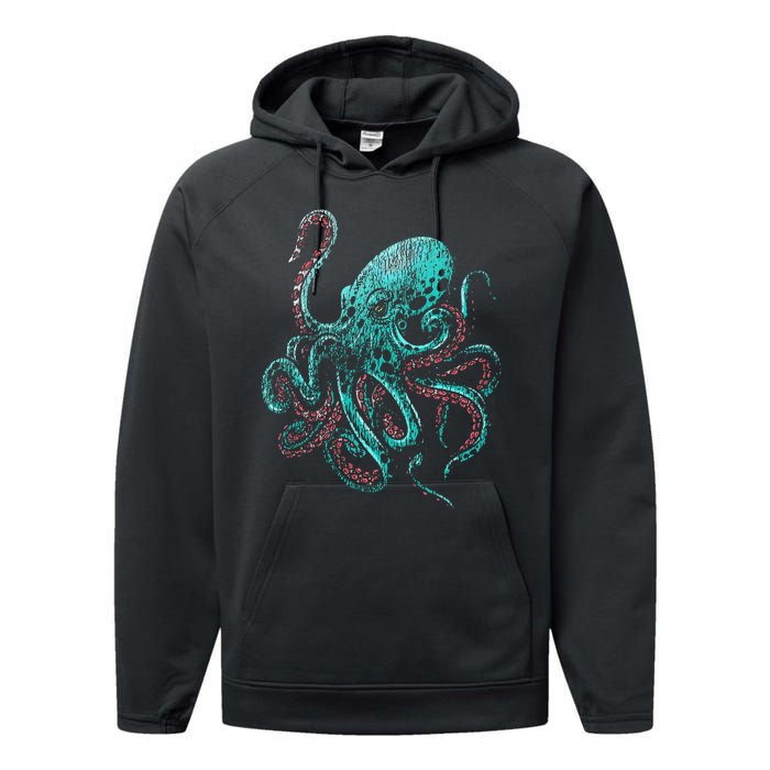 Funny Kraken Octopus Gift Performance Fleece Hoodie