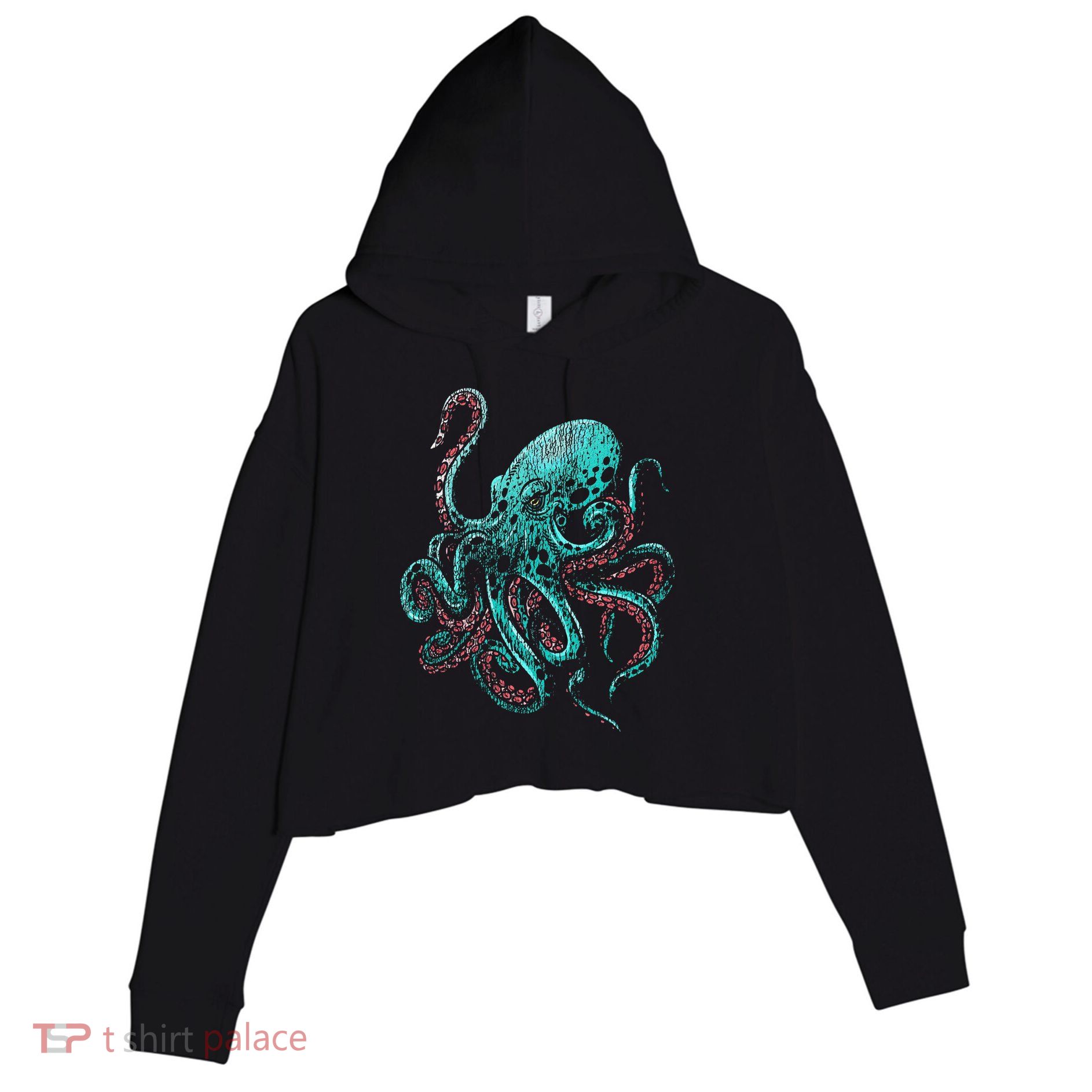 Funny Kraken Octopus Gift Crop Fleece Hoodie