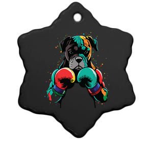 Funny Kickboxing Or Boxing Boxer Dog Ceramic Star Ornament