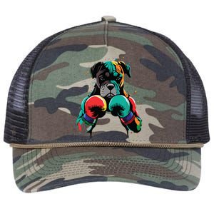 Funny Kickboxing Or Boxing Boxer Dog Retro Rope Trucker Hat Cap