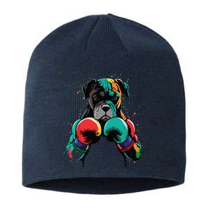 Funny Kickboxing Or Boxing Boxer Dog Sustainable Beanie