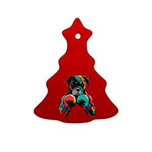 Funny Kickboxing Or Boxing Boxer Dog Ceramic Tree Ornament