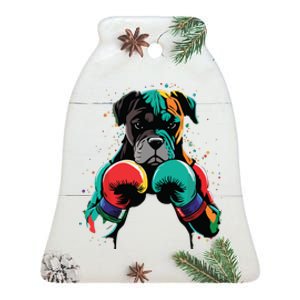 Funny Kickboxing Or Boxing Boxer Dog Ceramic Bell Ornament