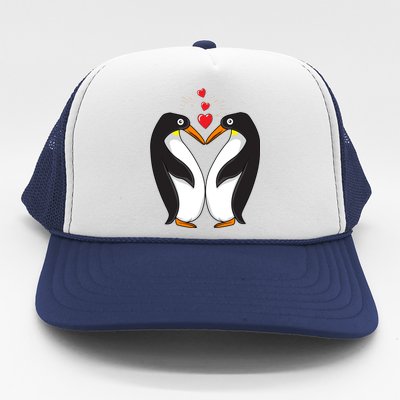 Funny Kissing Penguins Valentine's Day Matching Couple Gift Trucker Hat