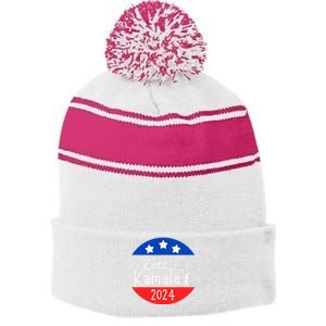 For Kamala President Love Kamala Harris Stripe Pom Pom Beanie