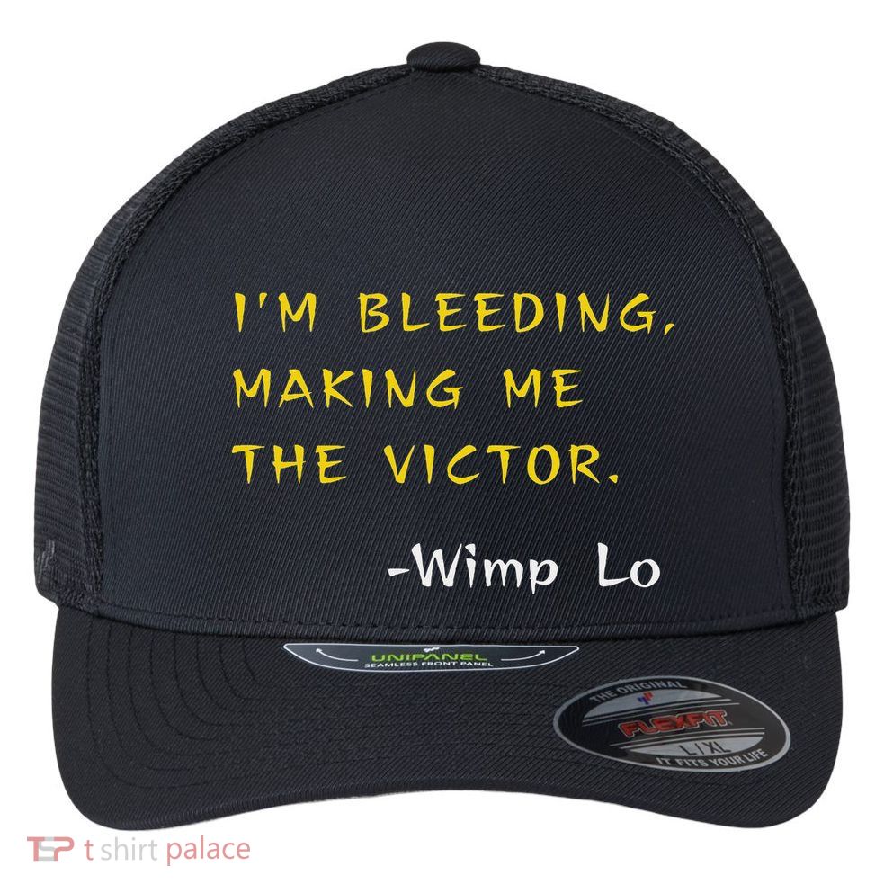 Funny Kung Pow Movie Quotes IM Bleeding Making Me Victor Flexfit Unipanel Trucker Cap