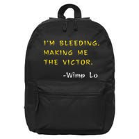 Funny Kung Pow Movie Quotes IM Bleeding Making Me Victor 16 in Basic Backpack