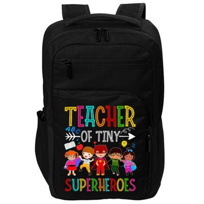 funny Kindergarten Prek Teacher of Tiny Superheroes Impact Tech Backpack