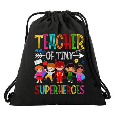 funny Kindergarten Prek Teacher of Tiny Superheroes Drawstring Bag